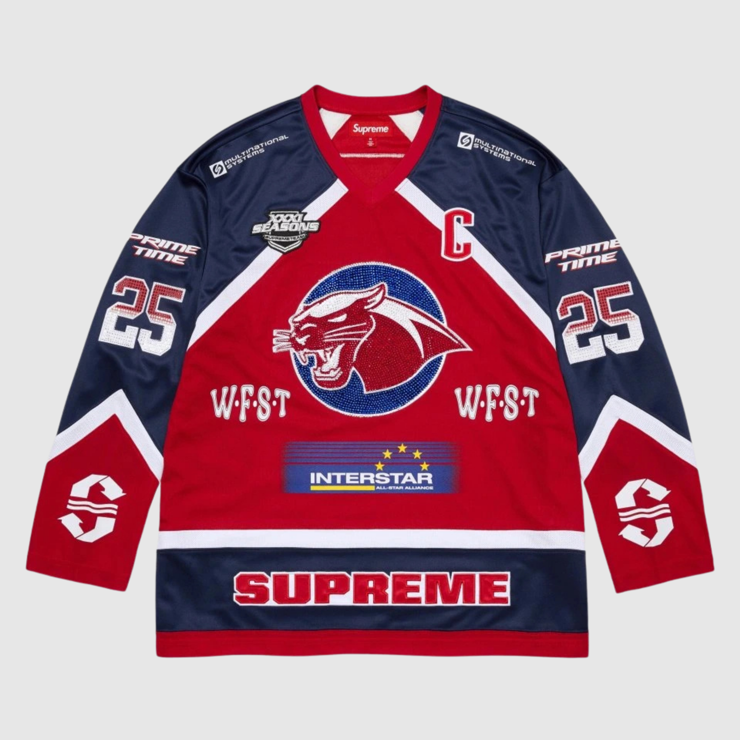 Supreme Rhinestone Hockey Jersey Red