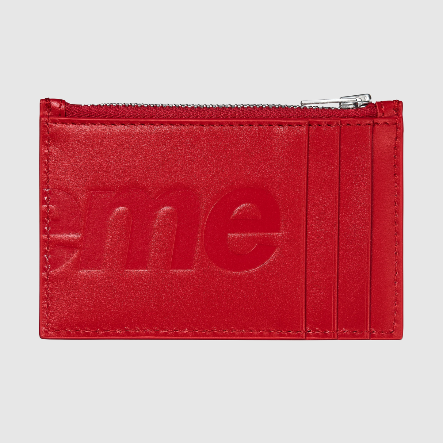 Supreme Leather Zip Card Holder Red