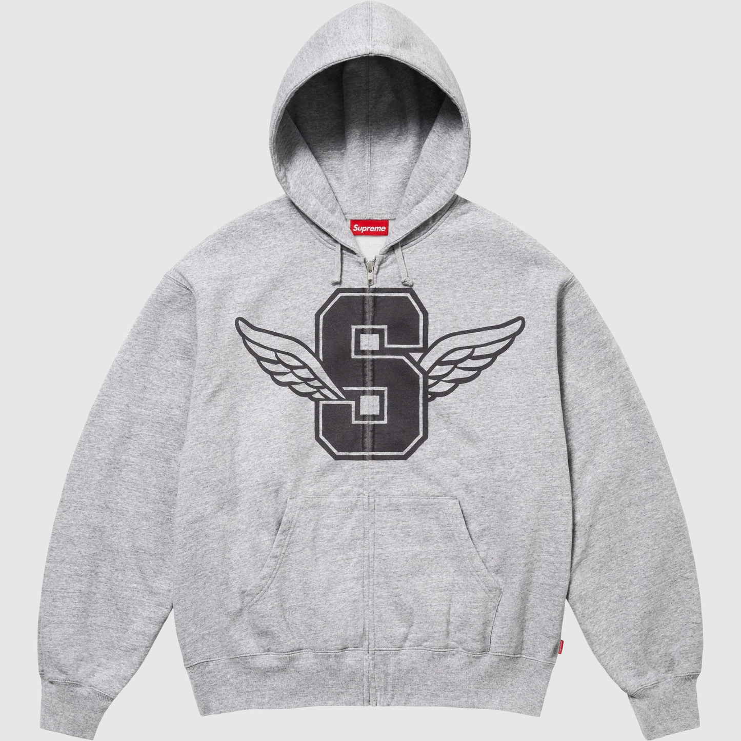 Supreme Wings Zip Up Hooded Sweatshirt Heather Grey