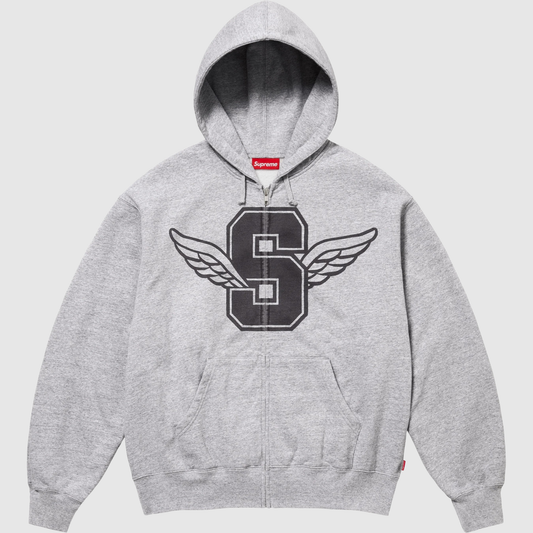 Supreme Wings Zip Up Hooded Sweatshirt Heather Grey
