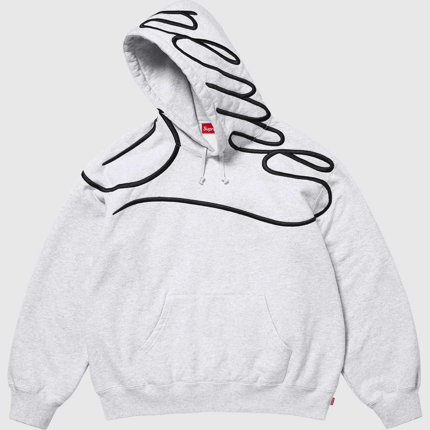 Supreme Shoulder Script Hooded Sweatshirt Heather Grey