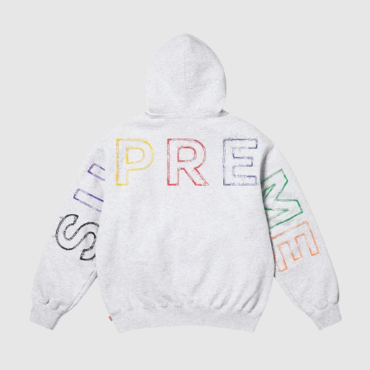 Supreme Frayed Hooded Sweatshirt Heather Grey