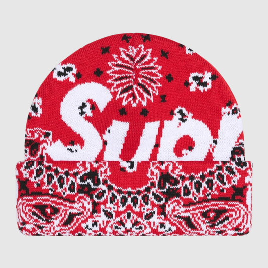Supreme Bandana Big Logo Beanie Red