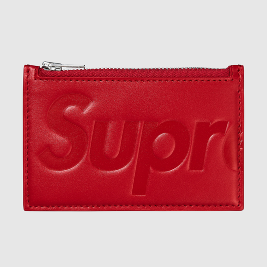 Supreme Leather Zip Card Holder Red