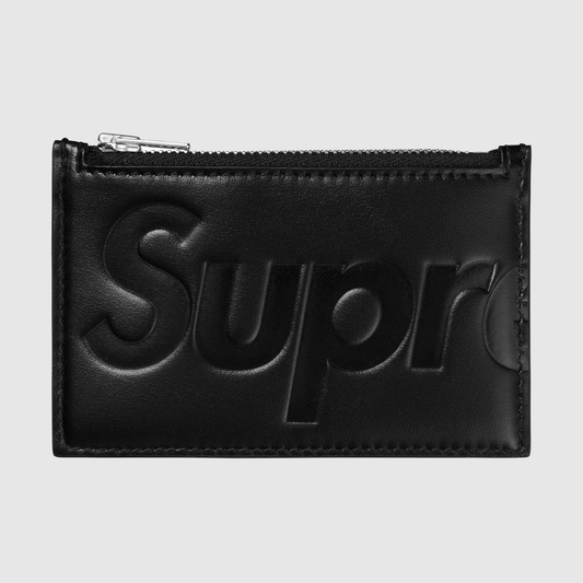 Supreme Leather Zip Card Holder Black