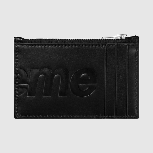 Supreme Leather Zip Card Holder Black