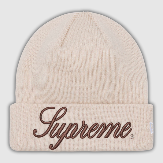 Supreme New Era Script Beanie Natural