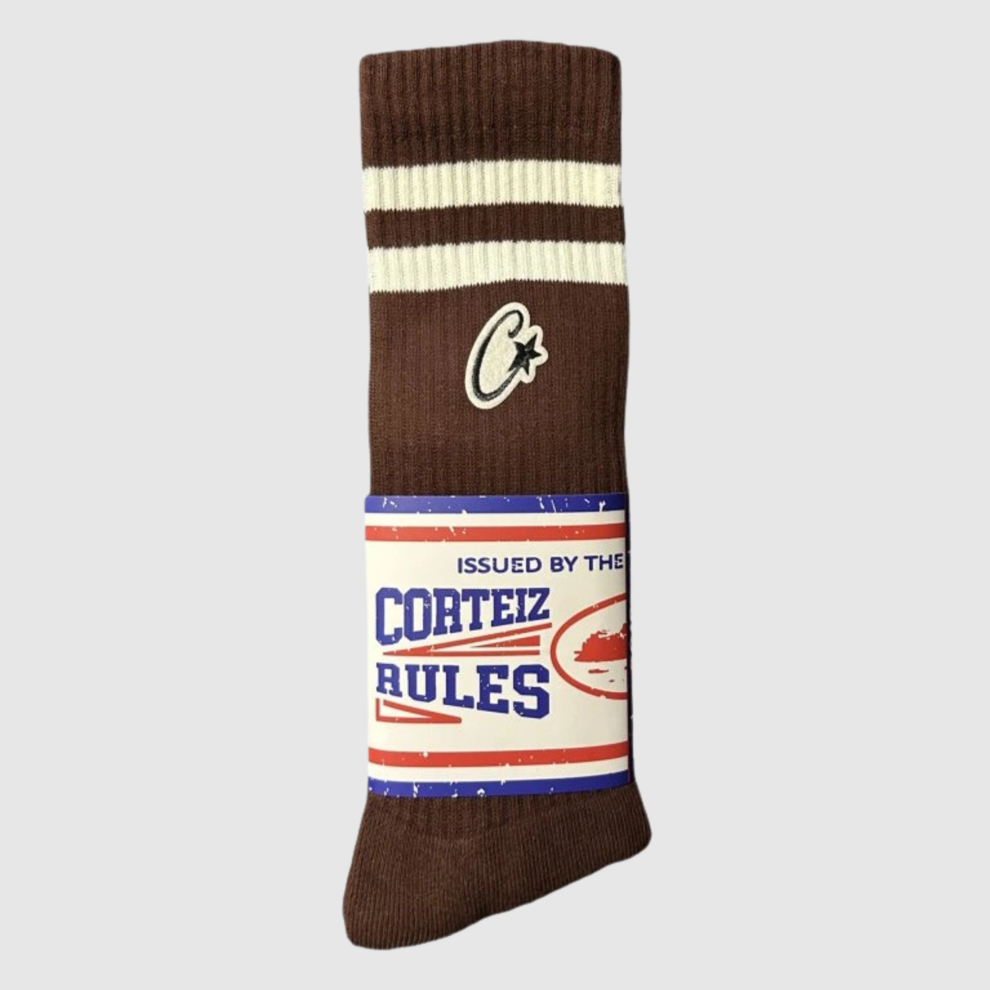 Corteiz Patch Socks Brown/White