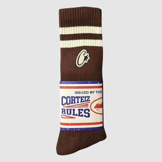 Corteiz Patch Socks Brown/White
