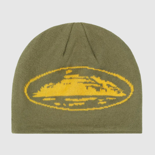 Corteiz Alcatraz Skully Khaki Green/Yellow