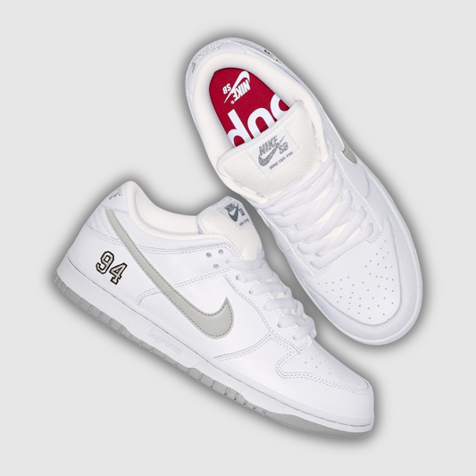 Nike SB Dunk Low Supreme 94 White Metallic Silver