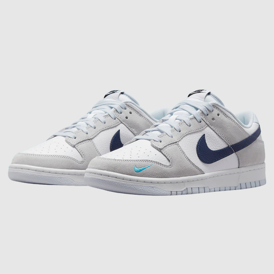 Nike Dunk Low White Grey Navy Aqua Mini Swoosh