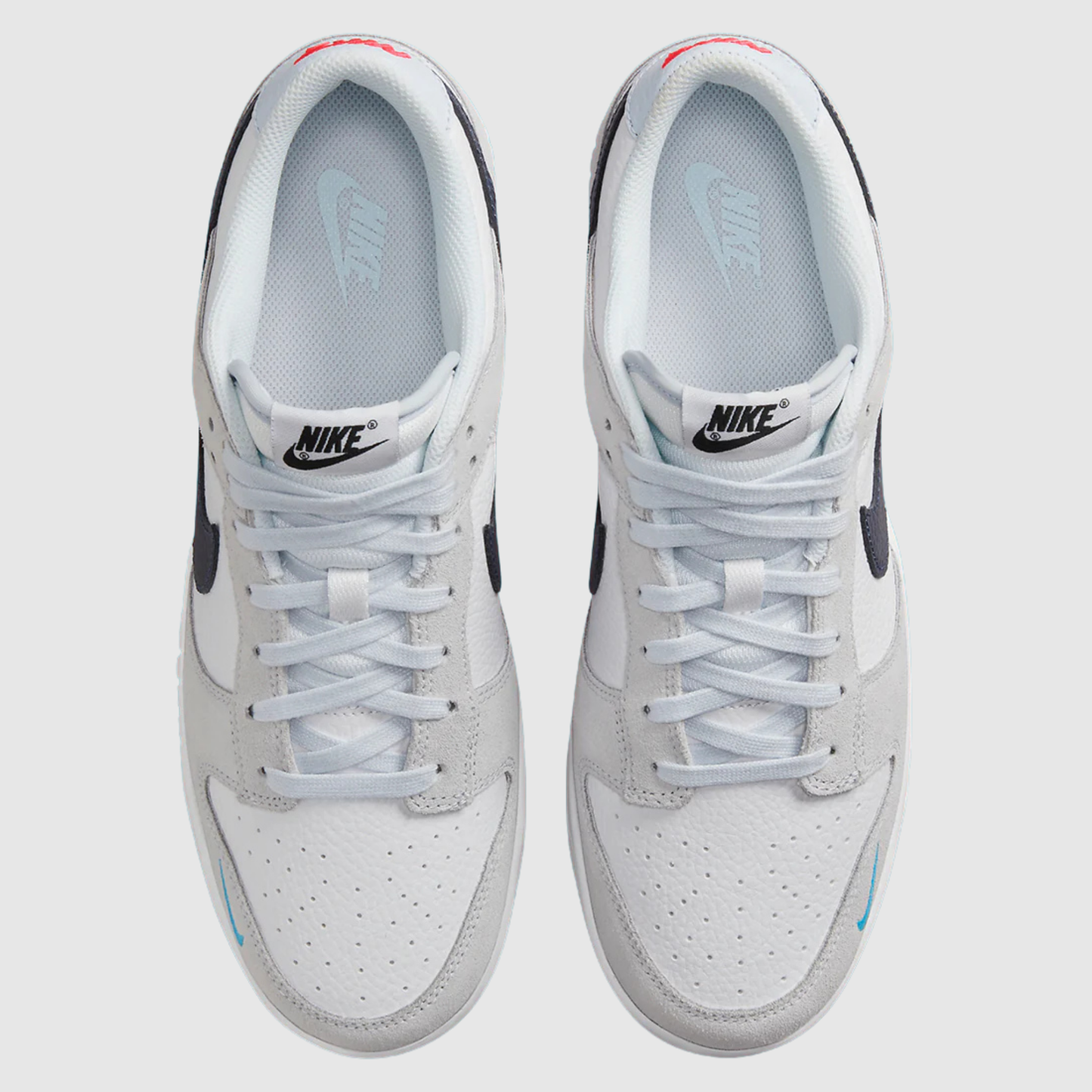 Nike Dunk Low White Grey Navy Aqua Mini Swoosh