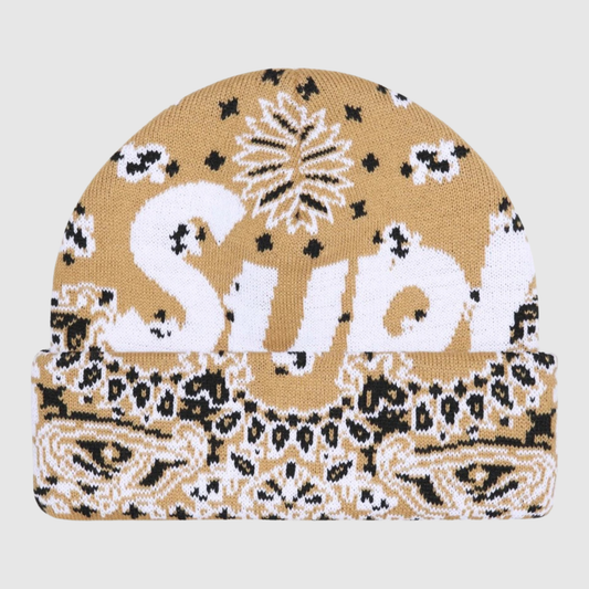 Supreme Bandana Big Logo Beanie Beige
