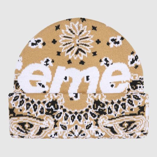 Supreme Bandana Big Logo Beanie Beige
